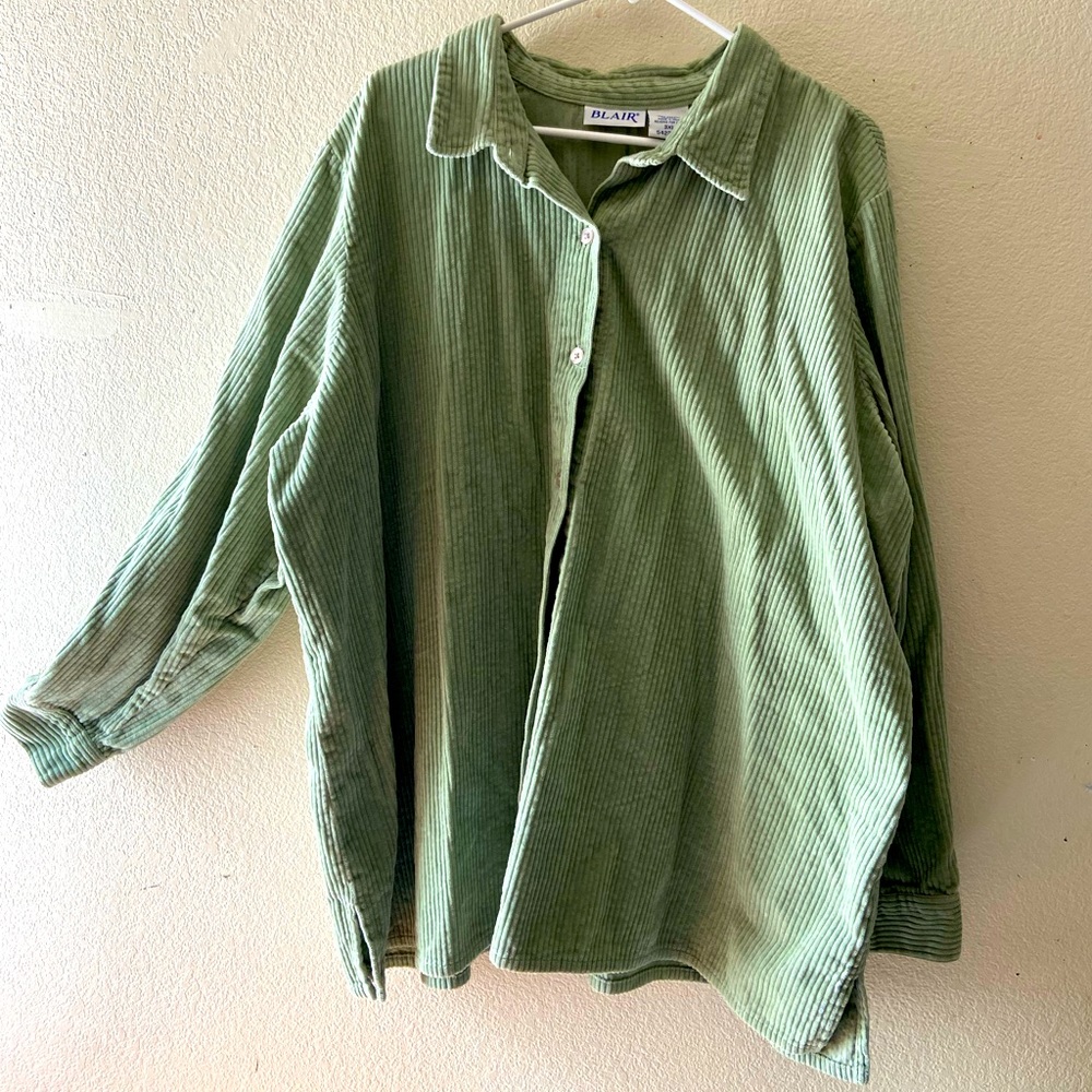 Light green corduroy button up